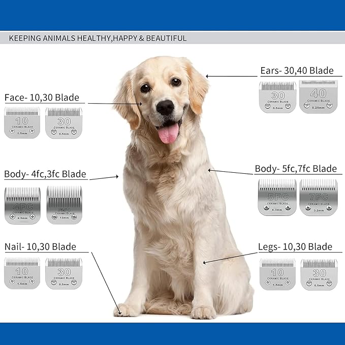 5FC# Detachable Pet Dog Grooming Clipper Ceramic Blade,Compatible with Andis Size 5FC Cut Length 1/4”(6.3mm),Compatible with andis/wahl/Oster Dog Clippers 1PCS