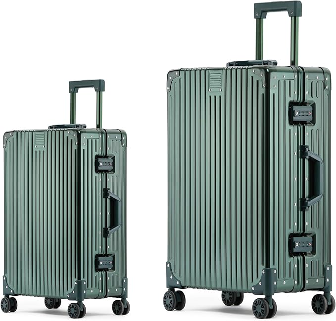 Metal All Aluminum Carry-on Luggage TSA Customs Lock Zipperless Silent Rotary by XZSP+AISU