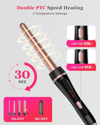5 in 1 Curling Iron & Thermal Brush Set with 4 Interchangeable Ceramic Barrels (0.35”-1.25”) Fast Heat Dual Voltage Travel Hair Tools Birthday Gift for Women - Hair Curler Wand Kit for Curls & Blowout
