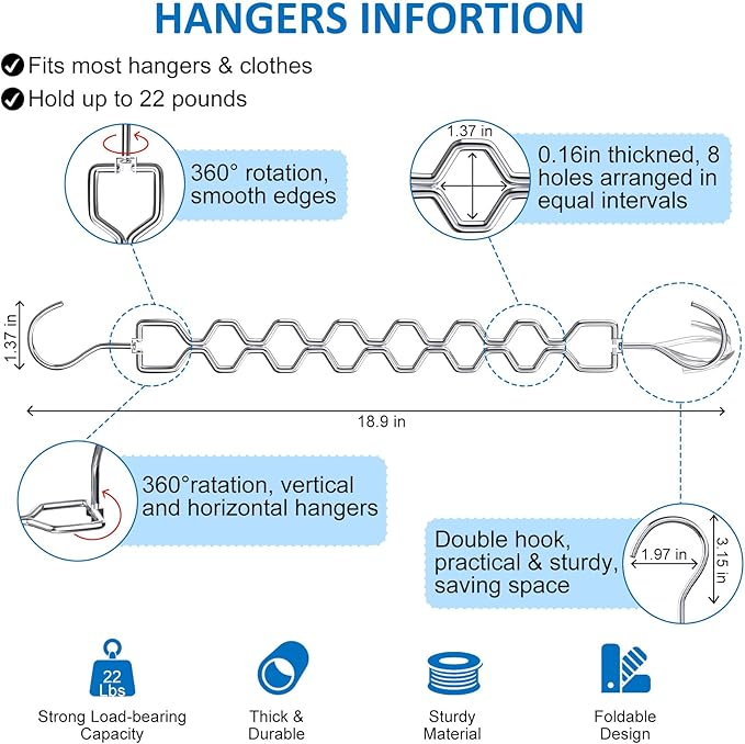 3 Pack Space Saving Hangers for Clothes, Heavy Duty 30Lbs Capacity Magic - Image 4