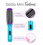 CALISTA GoGo Mini Heated Round Brush | Curl, Touch-Up, De-Frizz, and Style Hair with the Mini 7” Styling Tool | Heats to 365°F | Perfectly Designed Travel Tool | Dual Voltage (Peachy Pink)