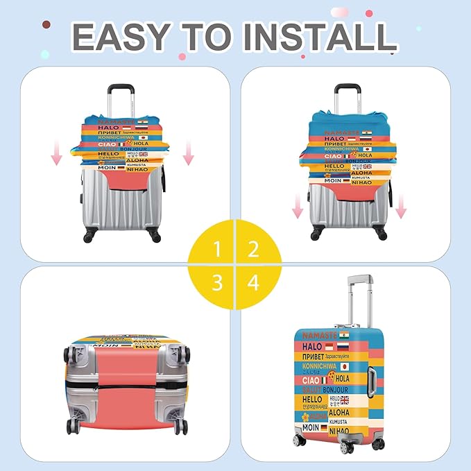 ANNA QUEEN Funny Multilingual Greetings Luggage Cover, Suitcase Protector - Image 6