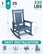 SERWALL Outdoor Rocking Chair, HDPE Patio Rocking Chair All-Weather Porch Rocker - Image 3