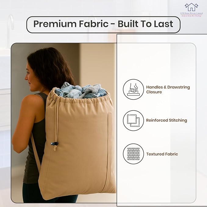 LFH Home Cotton Canvas Large Laundry Bag - Image 6
