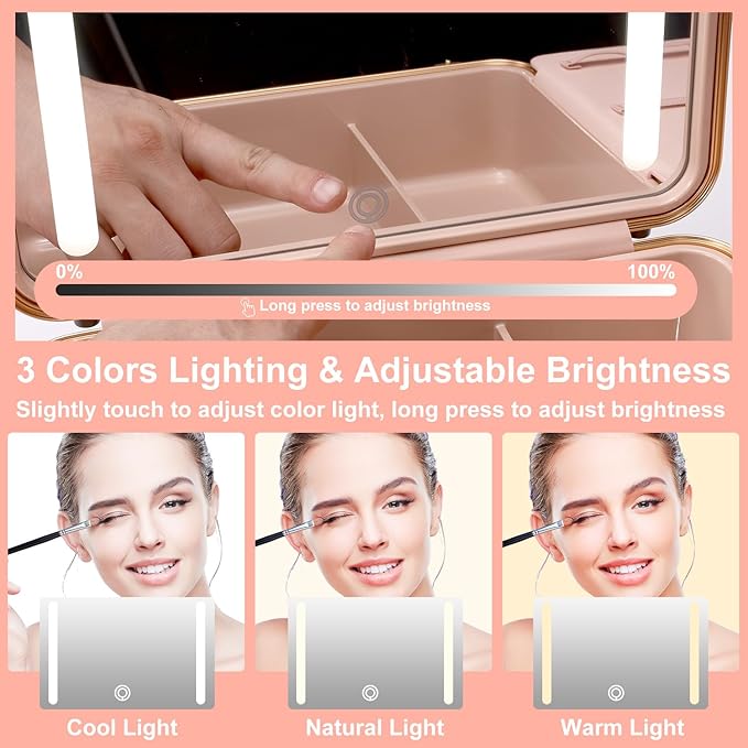 Mocado Travel Makeup Case with Lighted Mirror, 8 Makeup Brushes & 10x - Image 3