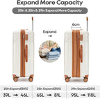 GinzaTravel Luggage Sets 3-Piece Expandable Suitcases - Image 3