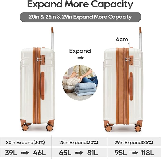 GinzaTravel Luggage Sets 3-Piece Expandable Suitcases - Image 3