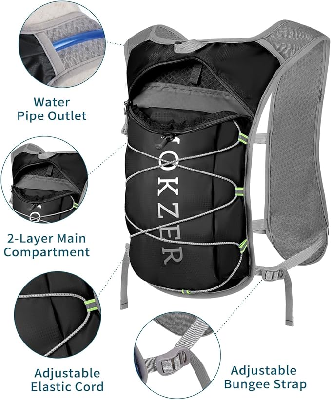 Running Hydration Vest with a 2L Water Bladder, Hydration Pack Lightweight - Image 3