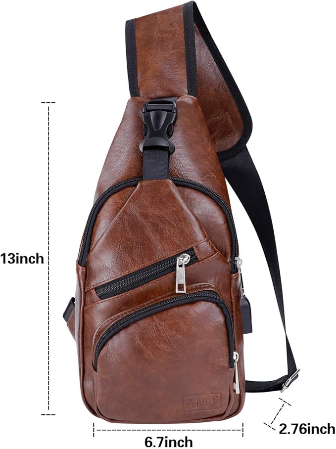 AMJ Crossbody Sling Bag Men Women, Casual Shoulder Backpack, Chest Daypack - Image 2
