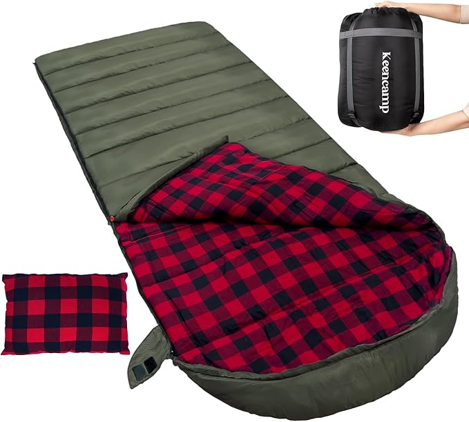 0 Degree Sleeping Bag Cotton Flannel Winter Cold Weather by Keencamp