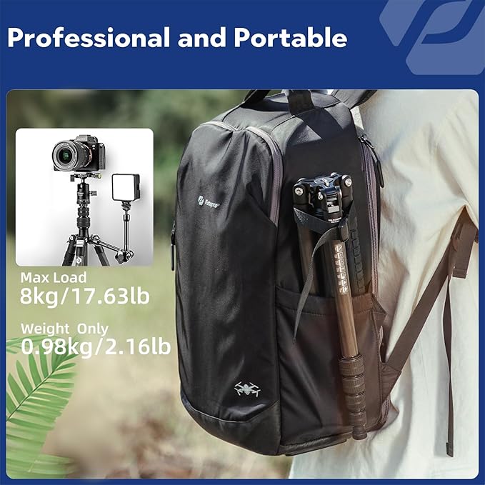 Fotopro 59" Carbon Fiber Travel Tripod, Lightweight Compact Camera Tripod - Image 2