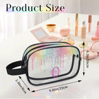 Personalized Name Makeup Bag, Custom Women Transparent PVC Cosmetic Travel Toiletry Bag Pouch Organizer for Vacation Weekend Colorful Rainbow Sequins Water Fluid Shape