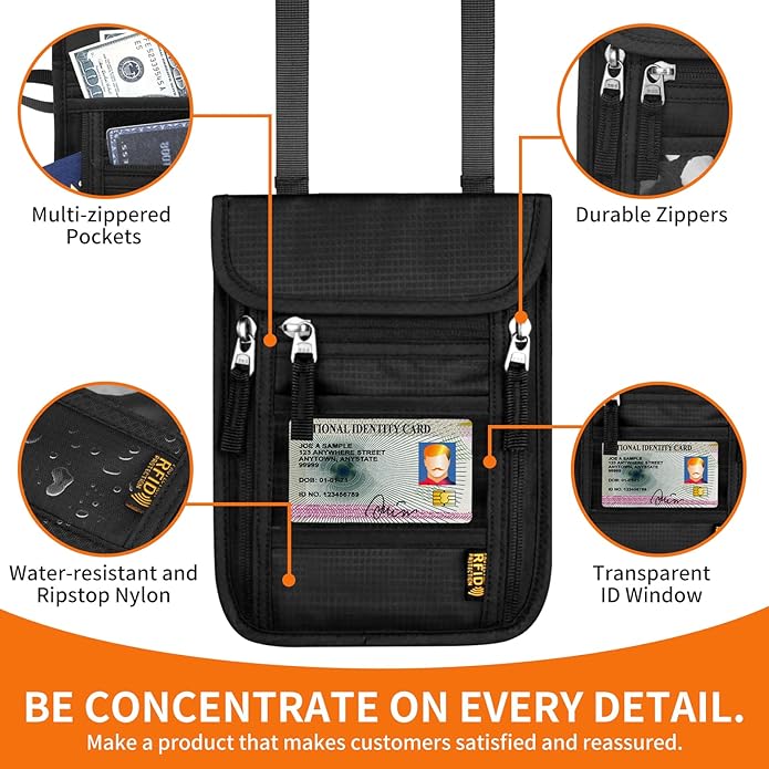 Neck Wallet for Travel, Passport Holder Neck Pouch for Men Women - Image 6