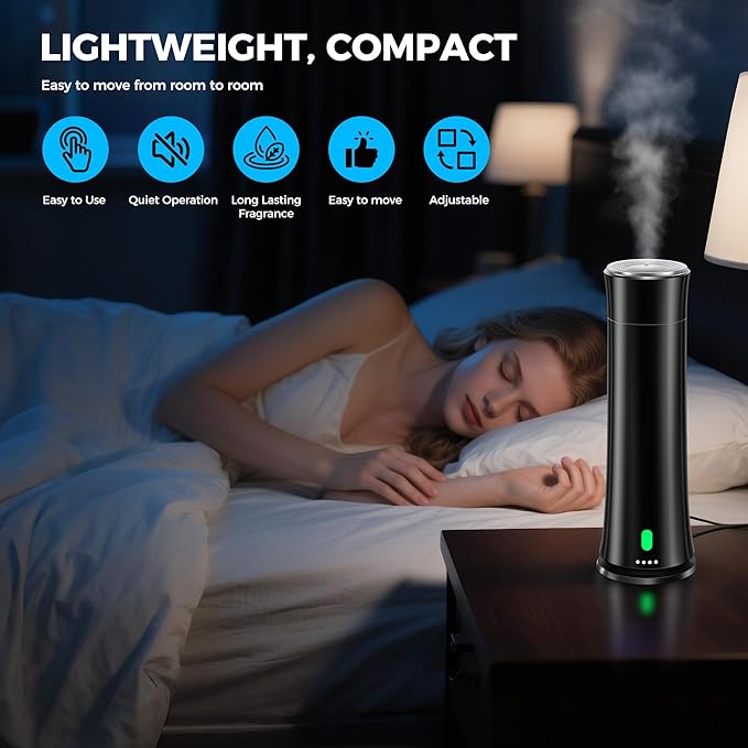 Hotel Scent Diffuser Starter Kit - 1500 Sq Ft Coverage, Hotel Scents Collection, Suitable for Waterless Diffuser Large Room, Contains Five Aromatherapy Essential Oils, Remote Control, Black