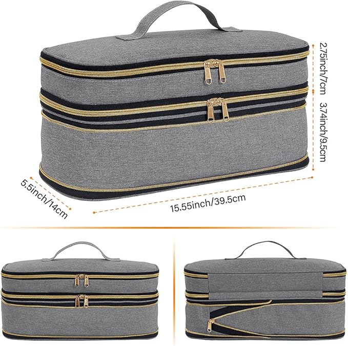 Hair Dryer Travel Carrying Case, Curling Iron Storage Bag, Slim Expandable Handheld Dual-Layer Travel Storage Bag for Dryer/Hair Tool Organizer/Style Organizer