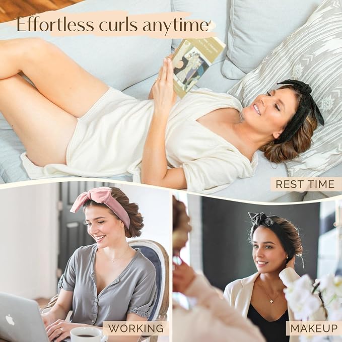 Yanibest Heatless Curls Overnight, Soft Heatless Hair Curler to Sleep in, No Heat Ribbon Wrap, Heatless Curling Set for Long Short Hair with Hair Scrunchies and Clip