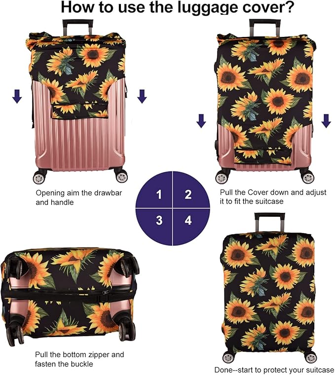 7-Mi Luggage Cover Thickened 19/22/26/30 Inch Suitcase Spandex Black Protector - Image 4