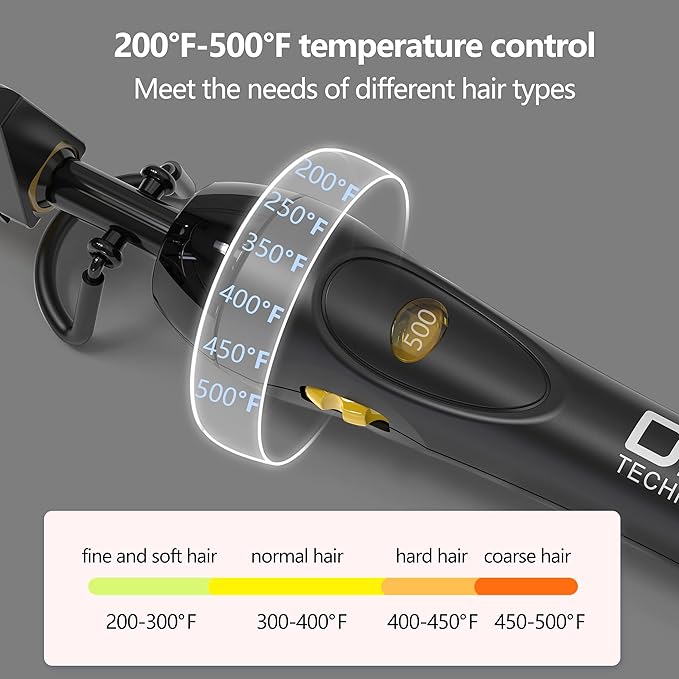 Dan Technology 500℉ hot Comb,60 Min Auto-Off Hair Straightener Comb,7 Temperatures Adjustable Ceramic hot Comb,Electric Pressing Comb for Natural Black Hair