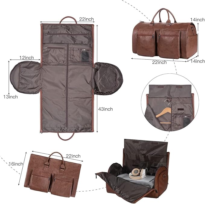 seyfocnia Convertible Travel Garment Bag, Carry on Garment Duffel Bag - Image 2