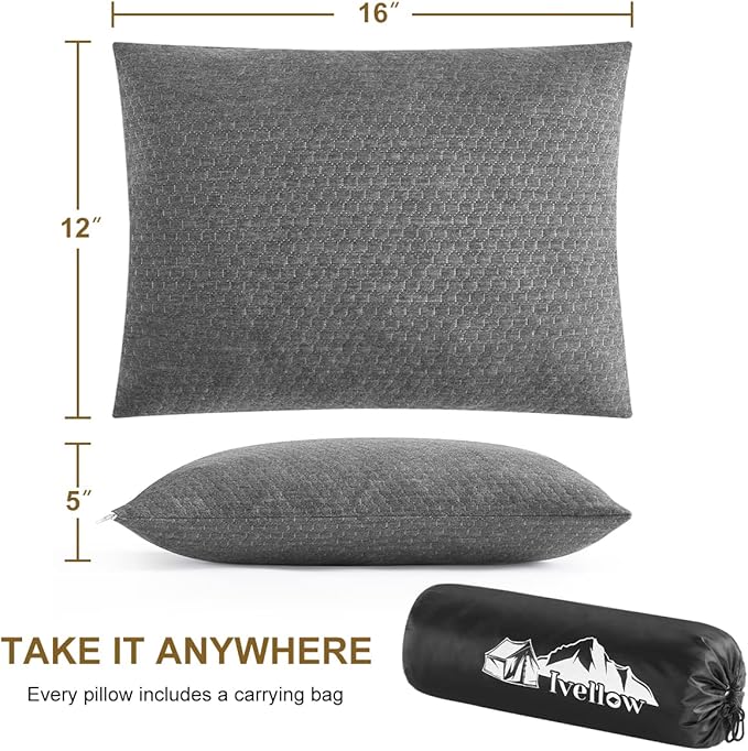 Ivellow Memory Foam Travel Pillow Compressible Camping Pillow - Image 5