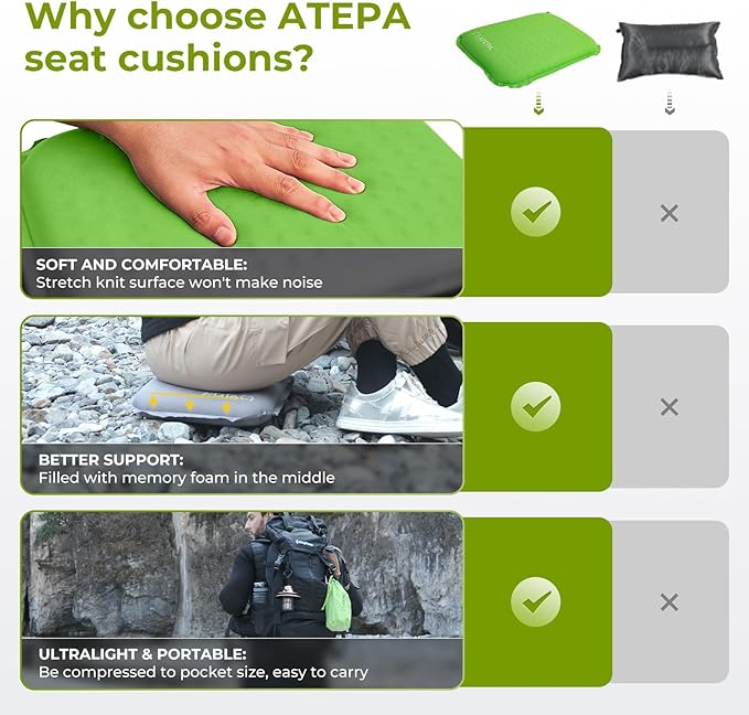 ATEPA Inflatable Stadium Seat Cushion, Self-Inflating Memory Foam Stadium Seats - Image 5