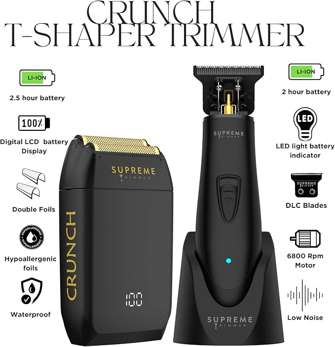 Supreme Trimmer 2-in-1 T-Shaper Trimmer & Crunch Foil Shaver | STF602 Electric - Image 2