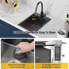 Small Black Kitchen Sink, 15x20 Inch Stainless Steel Drop In Toprmount - Image 4