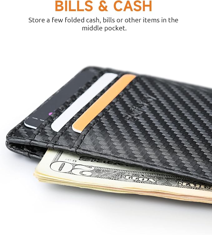 Buffway Mens Slim Wallet, Minimalist Thin Front Pocket Leather Credit Card - Image 5