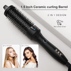 K&K Thermal Brush, Blowout Boost Ionic Round Heated Hot Brush, to Make Hair Smoother & Shinier, Easy to Use, Not for Blow Drying, 38mm Barrel,Dual Voltage, US Plug, Jet Black