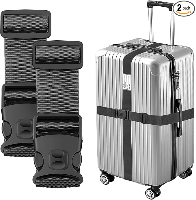 BILIONE Luggage Straps 88 inch Adjustable Suitcase Belt, Lockable Against by BILIONE