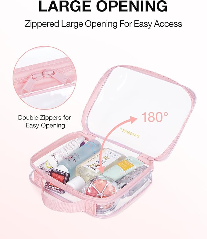 BAGSMART TSA Approved Clear Toiletry Bag, 3 Packs Quart Size Water Resistant - Image 3