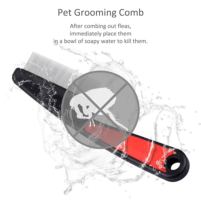 Fine-Tooth Dandruff Comb, Durable Stainless Steel Dandruff Removal, Professional Hair Styling Tool for Adults and Kids (Black+Red)