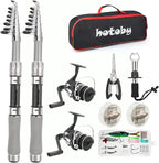 Fishing Pole Combo Set, Carbon Fiber Telescopic Fishing Rod Kit by hotoby