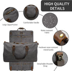 2 in 1 Canvas Leather Suit Luggage Garment Bag - Image 4