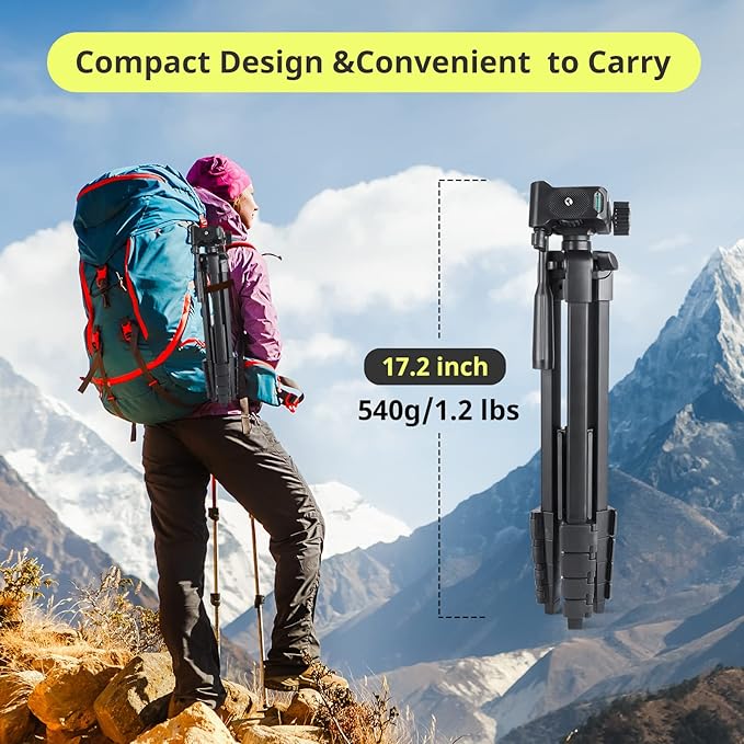 Sensyne 64" Camera Tripod Stand, Versatile Phone & iPad Tripod - Image 6