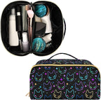 Makeup Organizer Bag, Colorful Neon Cat Heads Travel Makeup Bags Makeup Vanity Case Large Capacity Rhombus Cosmetic Toiletry Bag for Girl Women Ladies