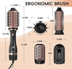 Hair Dryer Brush Set, Multifunctional Hot Air Brush for Salon Blowouts, Negative Ion Technology & Quick Drying, Shiny and Less Frizz, Blush Gold