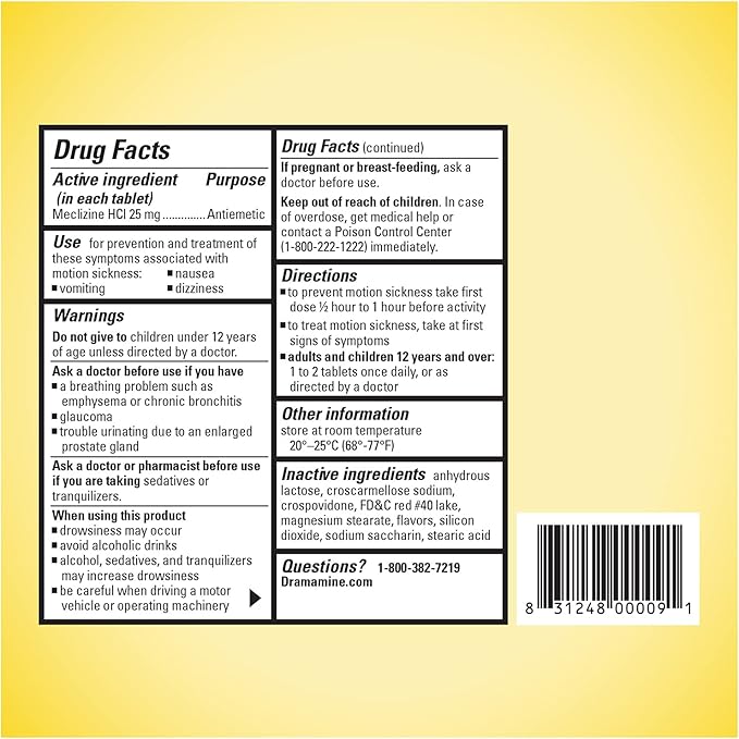 Dramamine Chewable Less Drowsy, Motion Sickness Relief, Raspberry Cream Flavor - Image 8