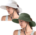 ZOORON Women's Ponytail Safari Sun Hat, Wide Brim UV Protection Outdoor Bucket by ZOORON