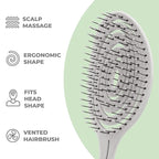 Ninabella Spiral Hairbrush - Detangle Hair Brush - For Brushing Wet or Blow Dry Hair - Detangler Vent Brush - Gray