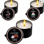 3 Pack Low Temperature Massage Oil Candle Set (2.35 oz Each) Soy Wax Candles That Melt into Skin-Nourishing Body Oil, 3 Assorted Scents for Home Spa, Massage Therapy, Relaxation, Self-Care & Festive