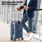 Coolife Luggage Suitcase Carry-on Spinner TSA Lock USB Port Expandable - Image 2