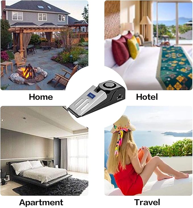 ZZRUI Upgraded 2 in 1 Portable Door Stopper Floor Wedge Security Alarm Loud - Image 6