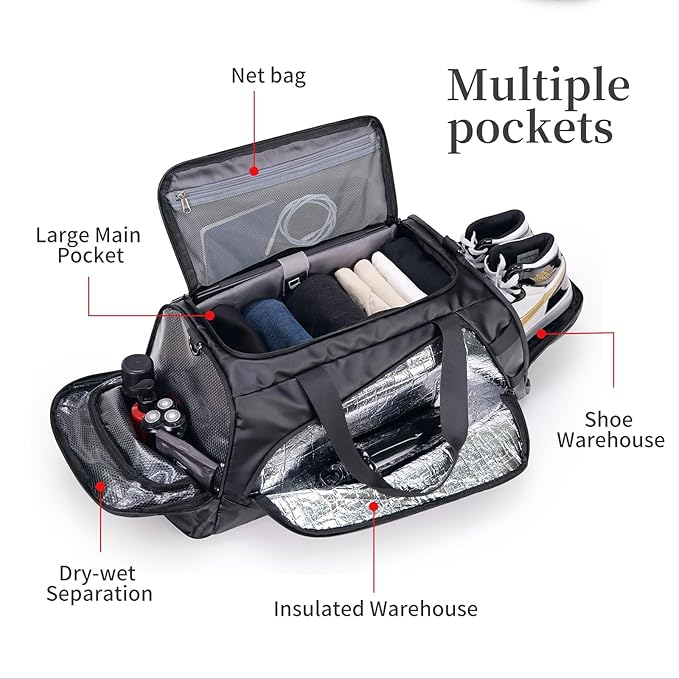Duffle Bag for Travel, Carry on Gym Bag for Men, Waterproof Sport Bags - Image 8