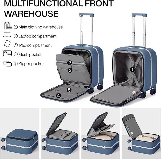 mixi Carry On Luggage, 18” Suitcase - Image 4