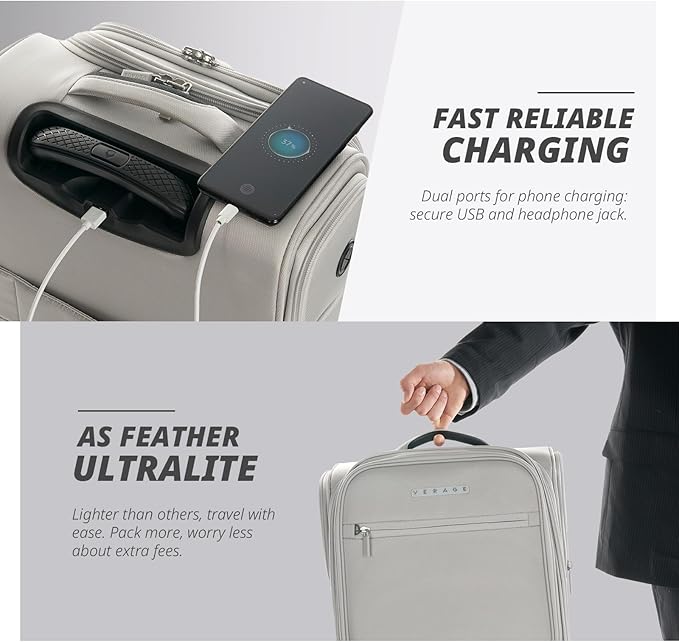 Verage Under Seat Luggage with Wheels, Softside Small Suitcase Spinner Carry On - Image 6