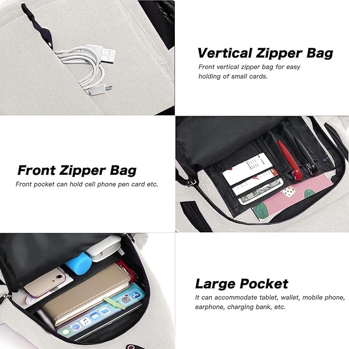 MOSISO Sling Backpack, Canvas Crossbody Hiking Daypack Bag - Image 4