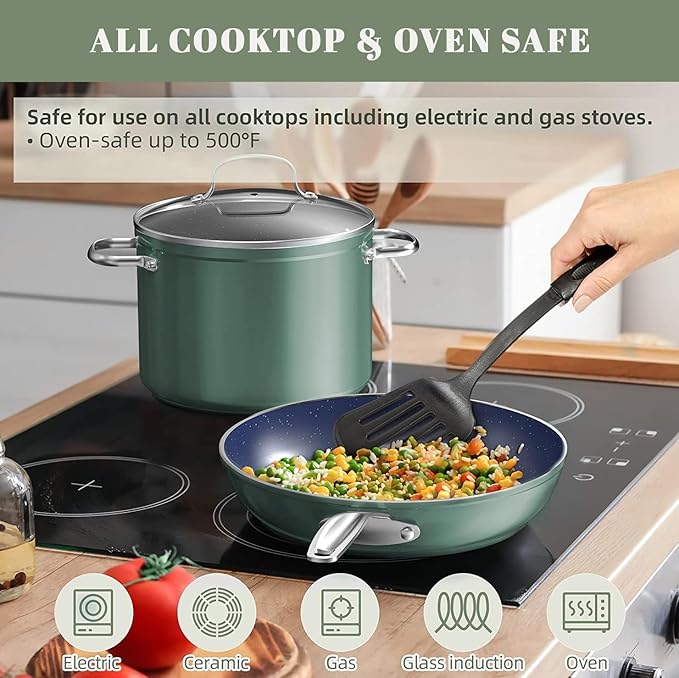 Nuwave Healthy Duralon Blue Ceramic Nonstick Coated 7pc Cookware Set, - Image 4