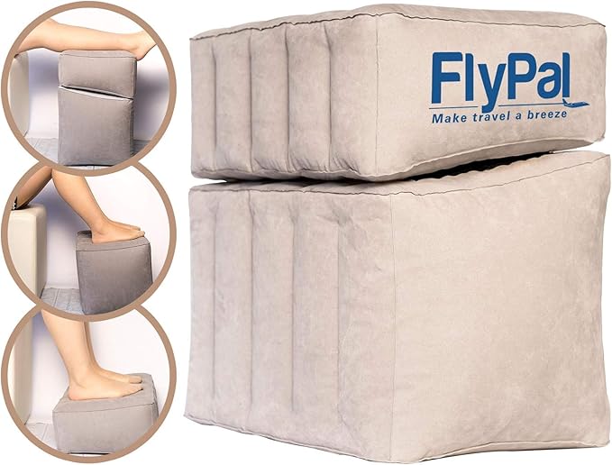 Inflatable Foot Rest Pillow for Travel, Patented 2 in 1 Design, Blow-Up by FlyPal