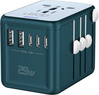 Universal Travel Adapter with 6.0A 3X 3.0A USB-C Ports, 2X 2.4A USB-A Ports and by URJD